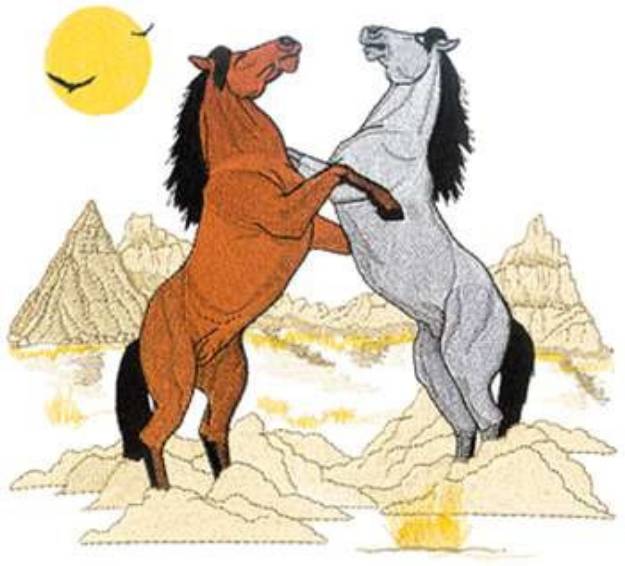 Picture of Fighting Stallions Machine Embroidery Design