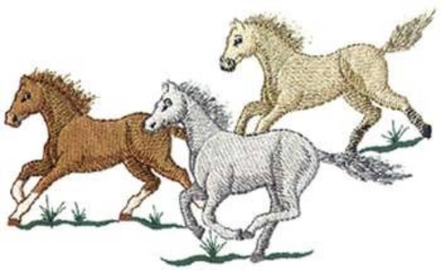 Picture of Three Horses Running Machine Embroidery Design