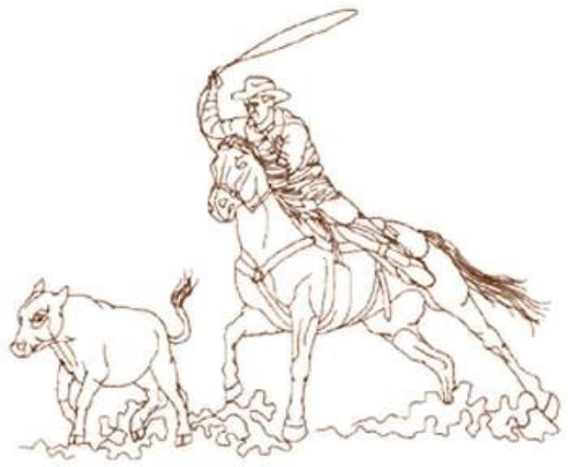 Picture of Calf Roping Outline Machine Embroidery Design