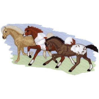 3 Running Horses Machine Embroidery Design