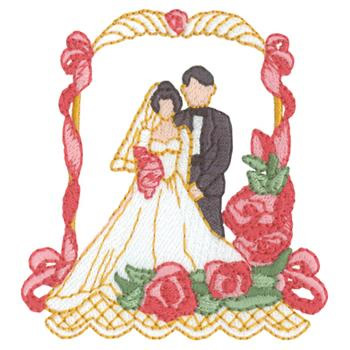 Bride & Groom Wedding Topper Machine Embroidery Design