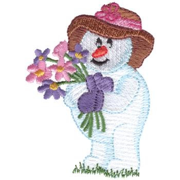 Snowman W/ Flowers Machine Embroidery Design