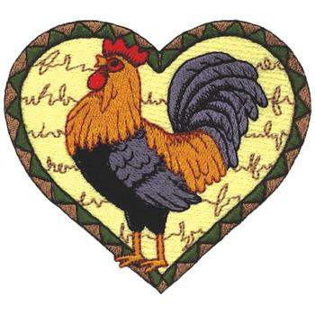 Rooster In Heart Machine Embroidery Design