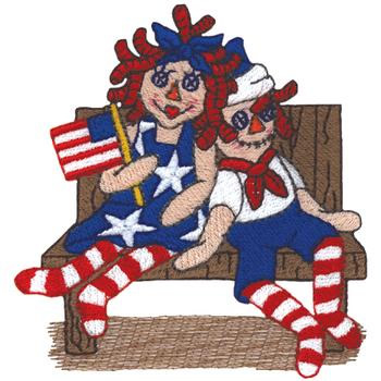 Patriotic Rag Dolls Machine Embroidery Design