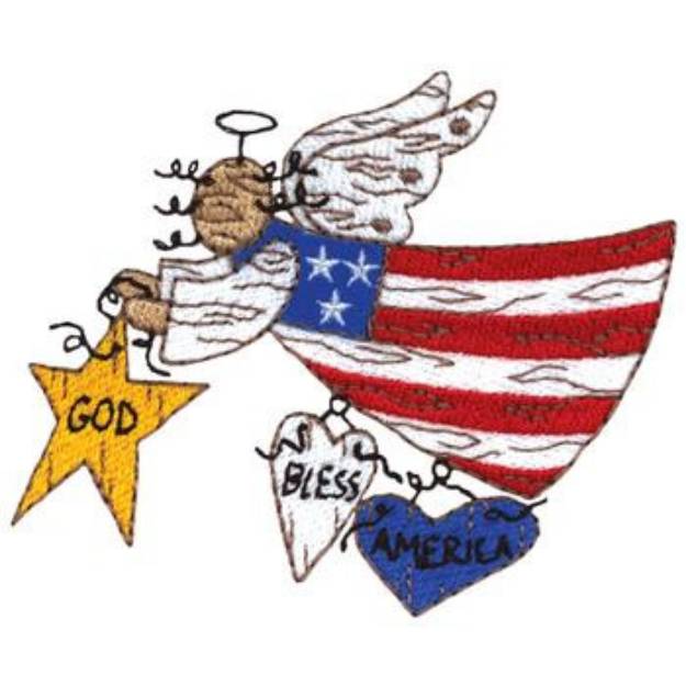 Picture of Patriotic Angel Machine Embroidery Design