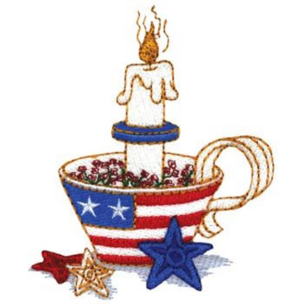 Picture of Patriotic Candle Holder Machine Embroidery Design