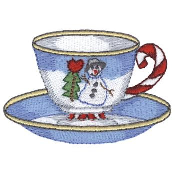 Snowman Tea Cup Machine Embroidery Design