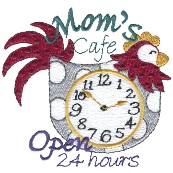 Moms Cafe Clock Machine Embroidery Design