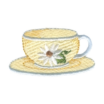 Daisy Tea Cup Machine Embroidery Design