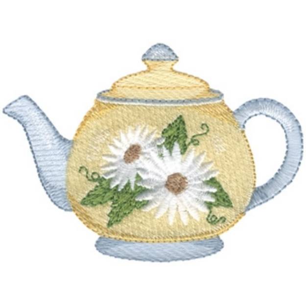 Picture of Daisy Tea Pot Machine Embroidery Design