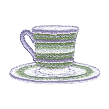 Striped Tea Cup Machine Embroidery Design
