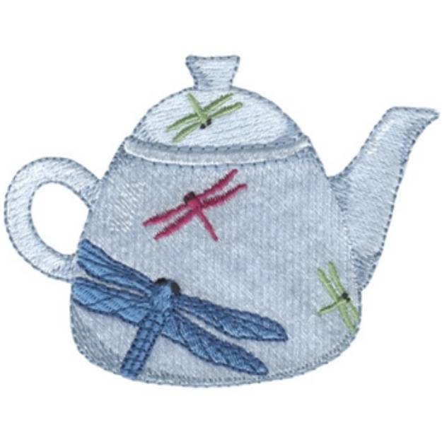 Picture of Dragonfly Tea Pot Machine Embroidery Design