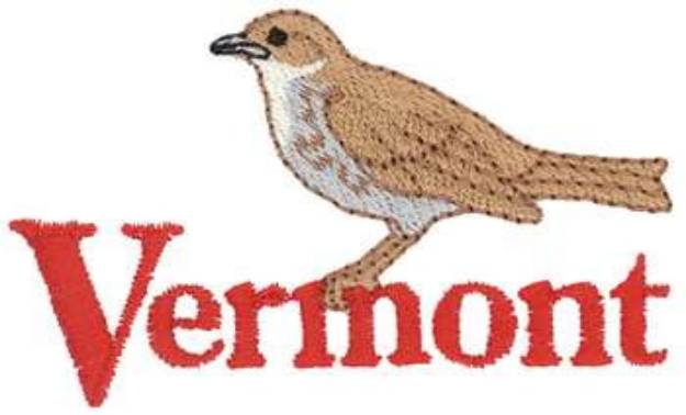 Picture of Vermont Hermit Thrush Machine Embroidery Design