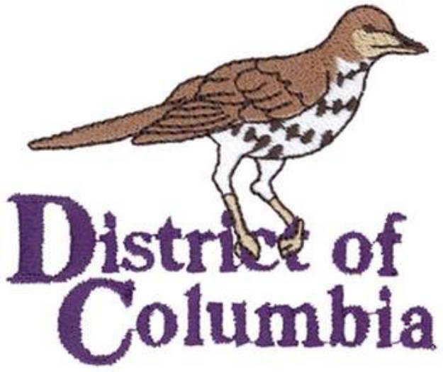 Picture of Washington DC Wood Thrush Machine Embroidery Design