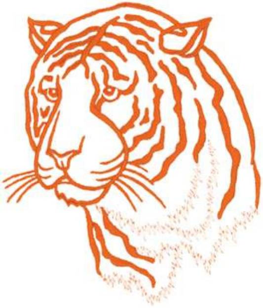 Picture of Tiger Head Outline Machine Embroidery Design