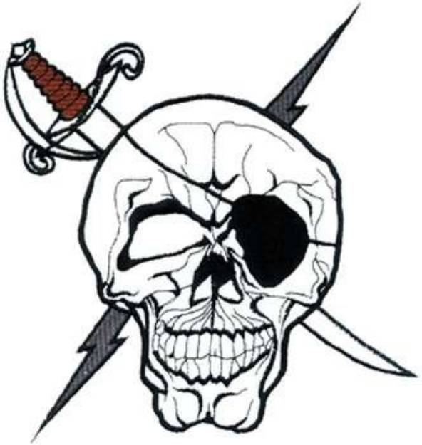 Picture of Pirate Skull Oultine Machine Embroidery Design