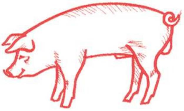 Picture of Pig Outline Machine Embroidery Design