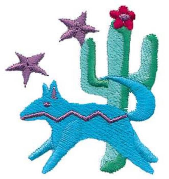 Picture of Coyote & Cactus Machine Embroidery Design