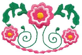 Three Flowers Machine Embroidery Design