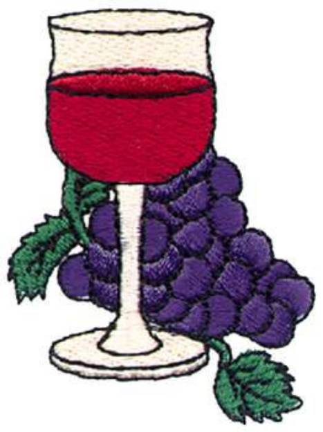 Picture of Grapes W/ Wine Machine Embroidery Design