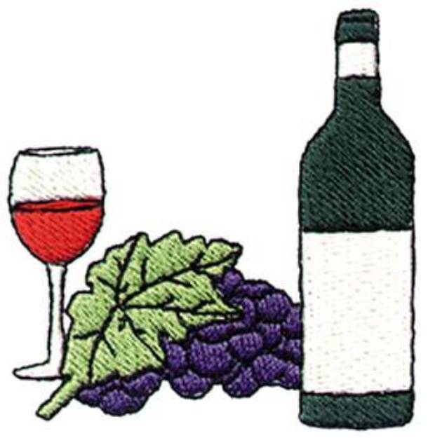 Picture of Wine W/grapes Machine Embroidery Design