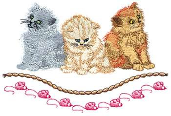 3 Kittens W/ Mice Machine Embroidery Design
