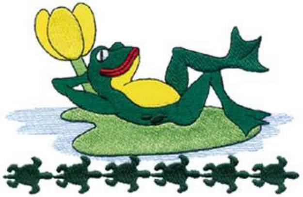 Picture of Frog On Lilypad Machine Embroidery Design