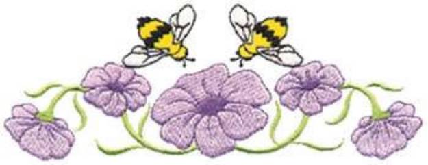 Picture of Bees On Flowers Machine Embroidery Design