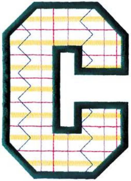 Picture of Plaid Letter C Machine Embroidery Design