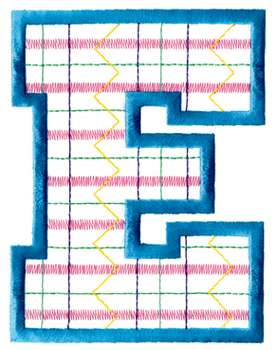 Plaid Letter E Machine Embroidery Design