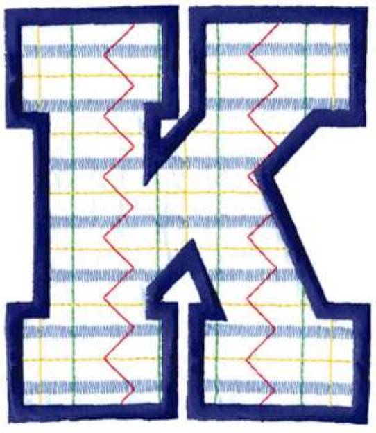 Picture of Plaid Letter K Machine Embroidery Design