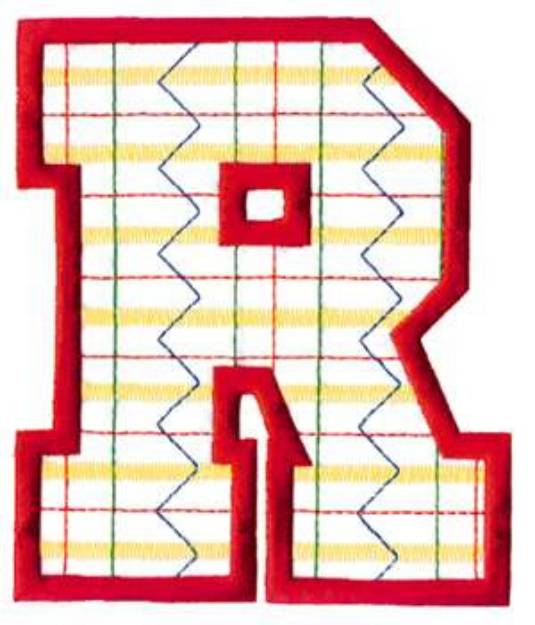 Picture of Plaid Letter R Machine Embroidery Design