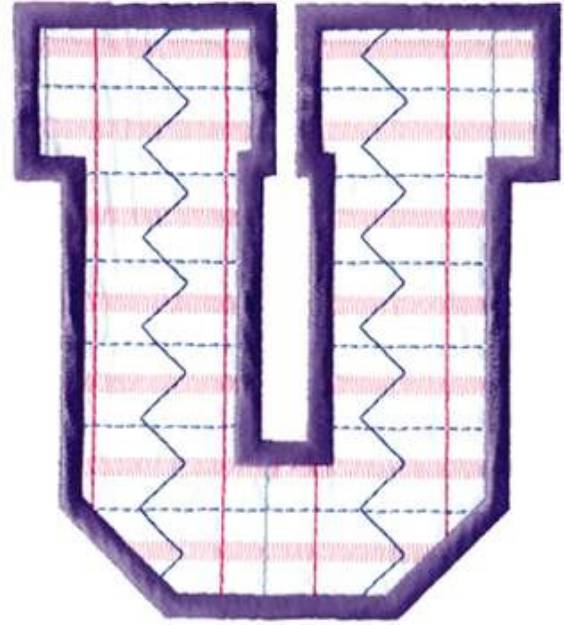 Picture of Plaid Letter U Machine Embroidery Design