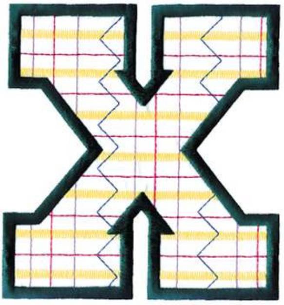 Picture of Plaid Letter X Machine Embroidery Design