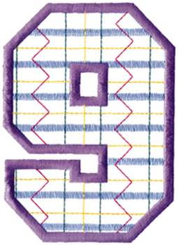 Plaid Number 9 Machine Embroidery Design
