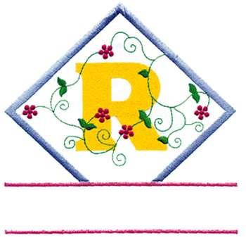 Vine Letter R Machine Embroidery Design