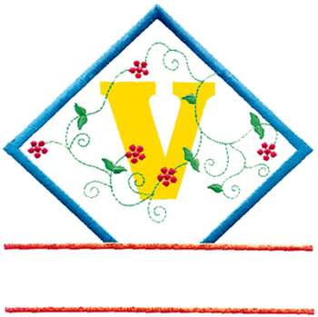 Vine Letter V Machine Embroidery Design