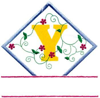 Vine Letter Y Machine Embroidery Design