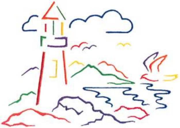 Picture of Lighthouse Scene Machine Embroidery Design