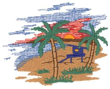 Beach Hut Machine Embroidery Design