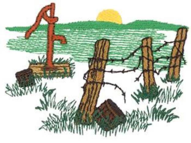 Picture of Water Pump Scene Machine Embroidery Design