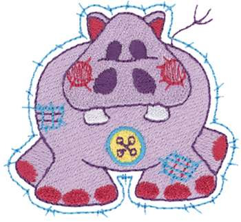 Patchwork Hippo Machine Embroidery Design