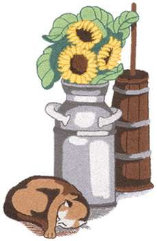 Milk Can Sunflowers Machine Embroidery Design