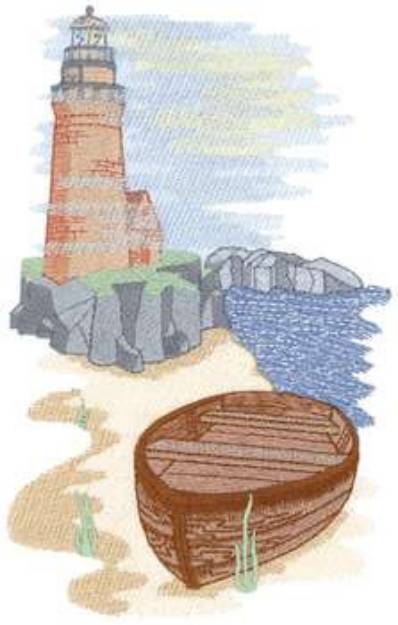 Picture of Lighthouse Rowboat Machine Embroidery Design