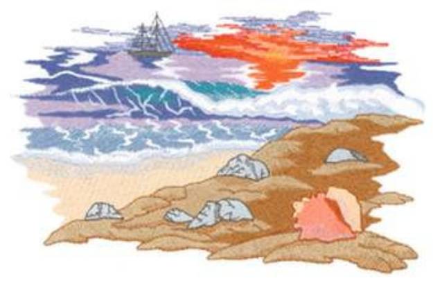 Picture of Coastal Scene Machine Embroidery Design