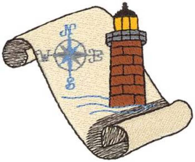 Picture of Lighthouse On Map Machine Embroidery Design