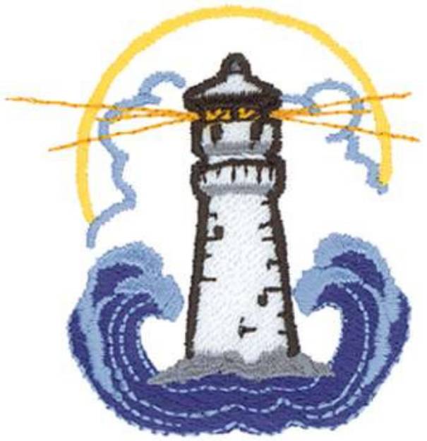 Picture of Lighthouse Waves Machine Embroidery Design