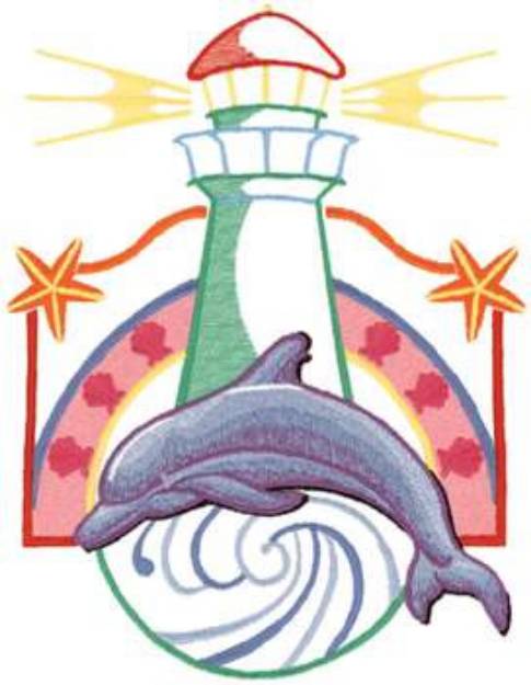 Picture of Lighthouse & Dolphin Machine Embroidery Design