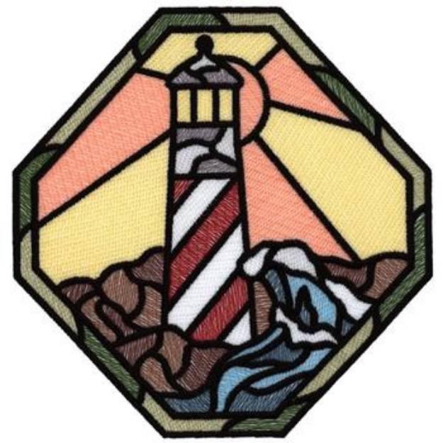 Picture of Stain Glass Lighthouse Machine Embroidery Design