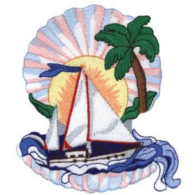 Picture of Sailboat In Shell Machine Embroidery Design